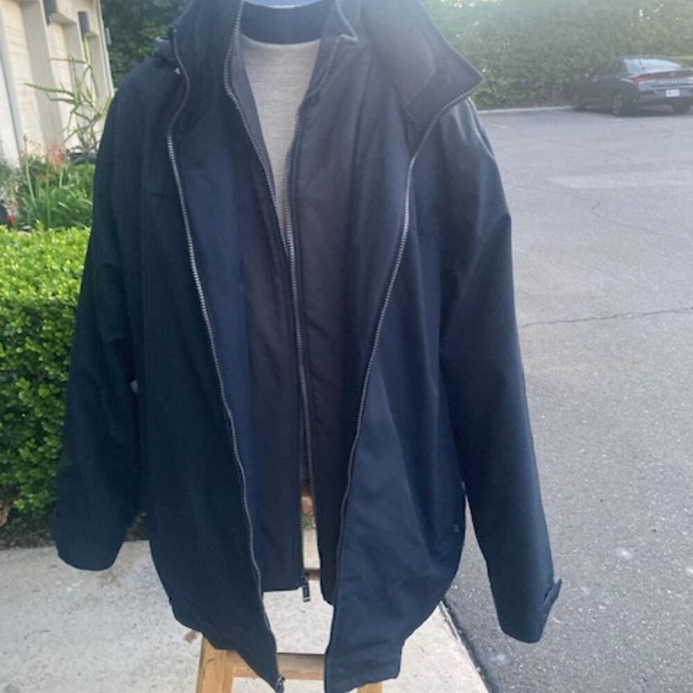 Weatherproof brand Jacket with quilted lining and removable hood, Navy, X Large